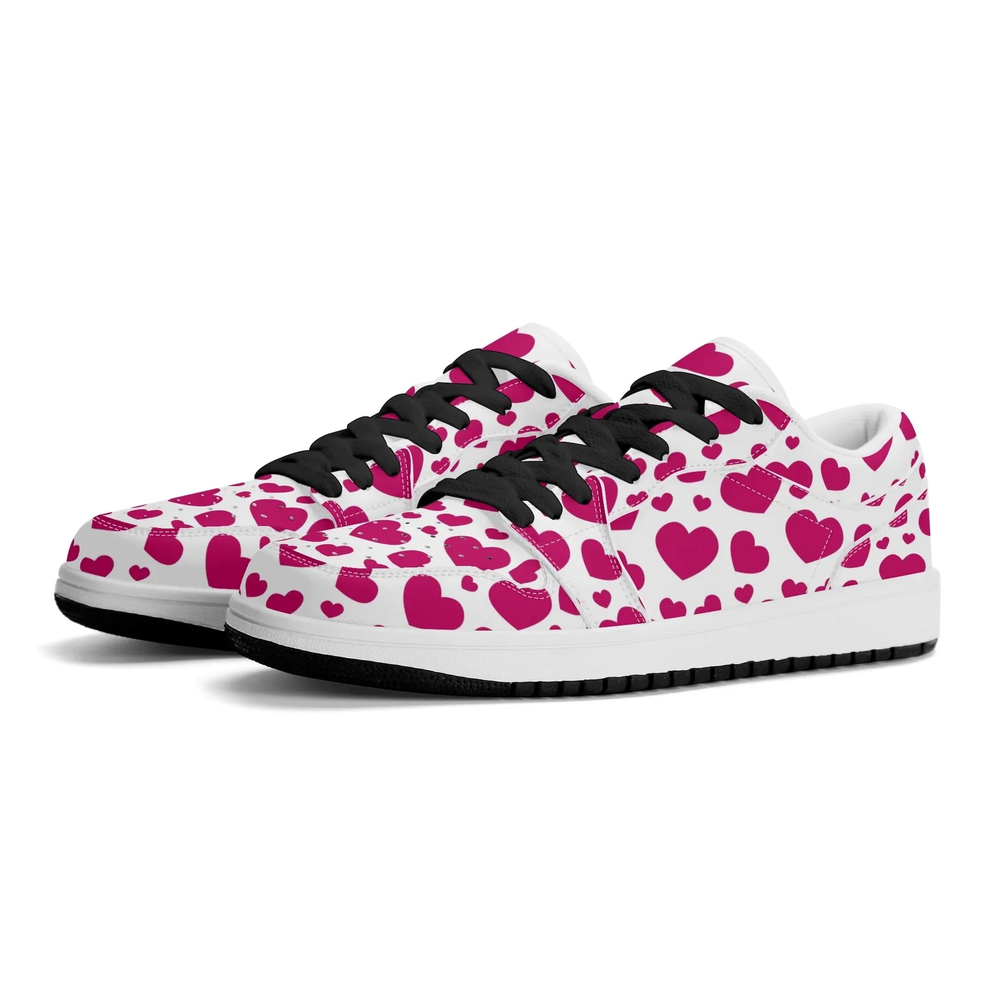 pink-hearts-low-top-leder-sneaker-fur-damen-sneaker-jlr-design-44626 - JLR Design