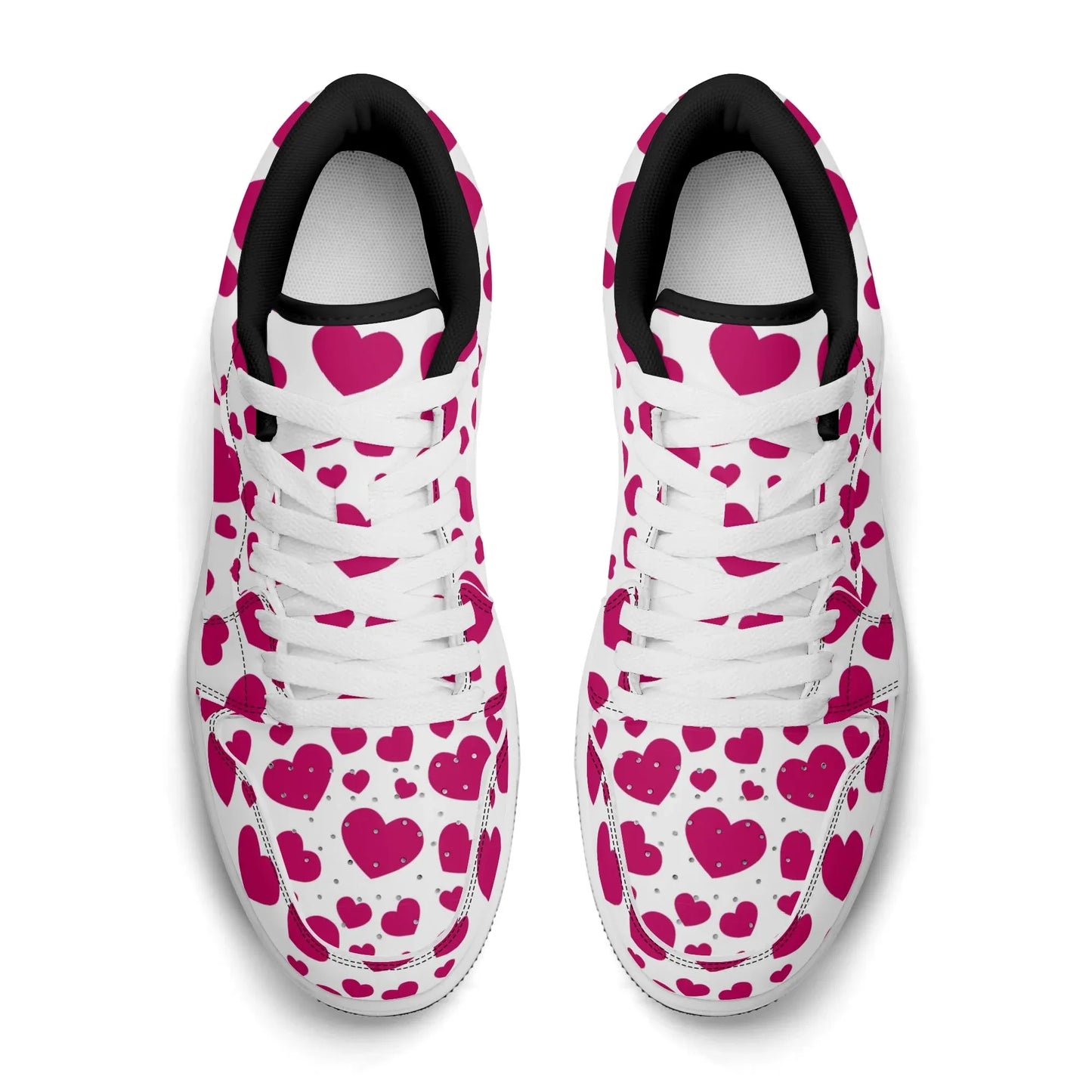 pink-hearts-low-top-leder-sneaker-fur-damen-sneaker-jlr-design-90888 - JLR Design