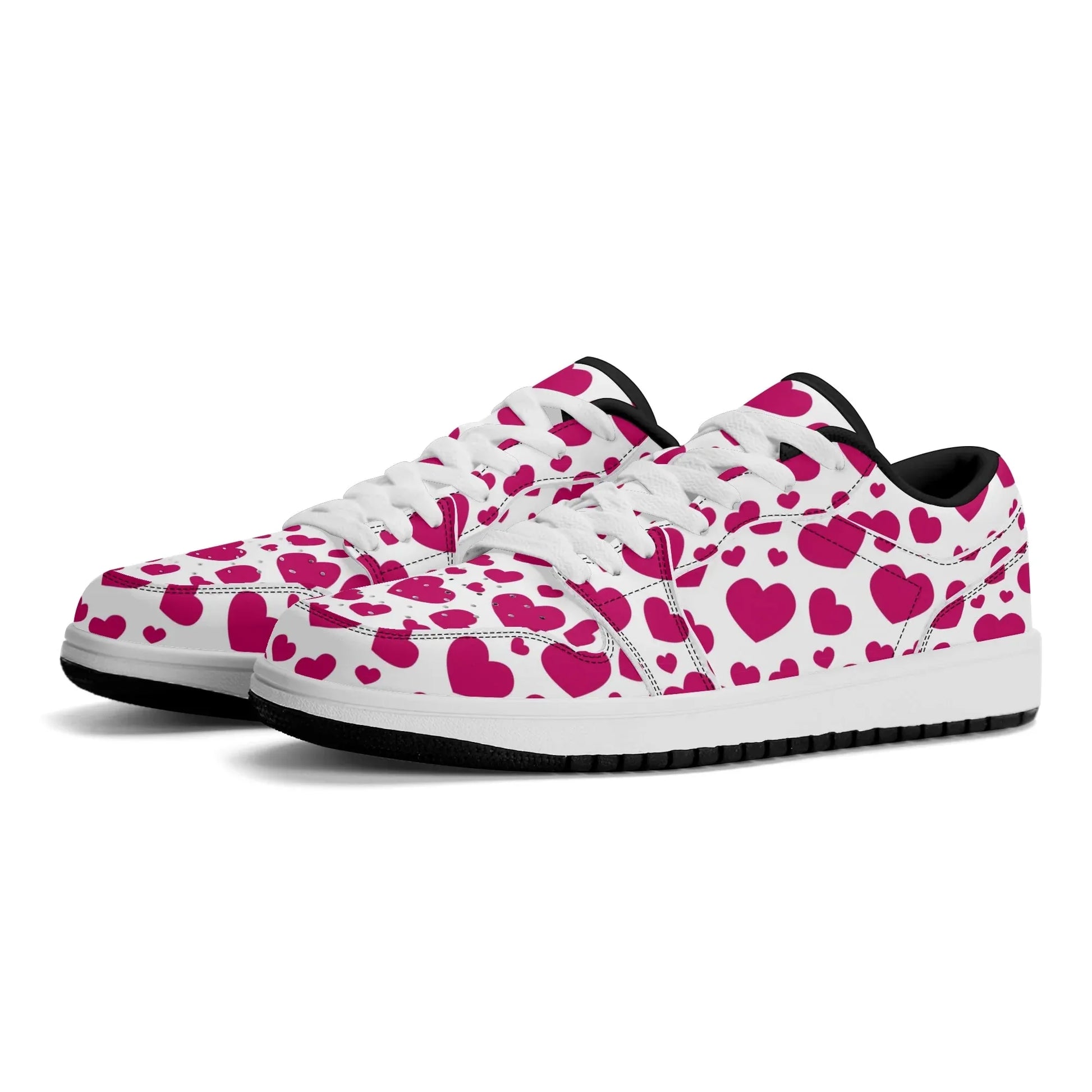 pink-hearts-low-top-leder-sneaker-fur-damen-sneaker-jlr-design-91307 - JLR Design
