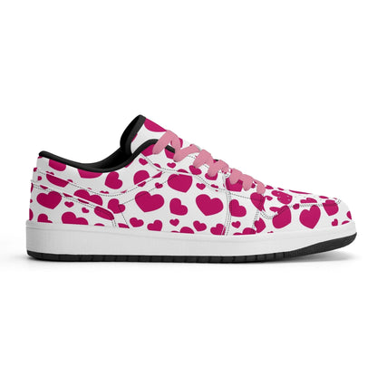 pink-hearts-low-top-leder-sneaker-fur-herren-sneaker-jlr-design-53452 - JLR Design
