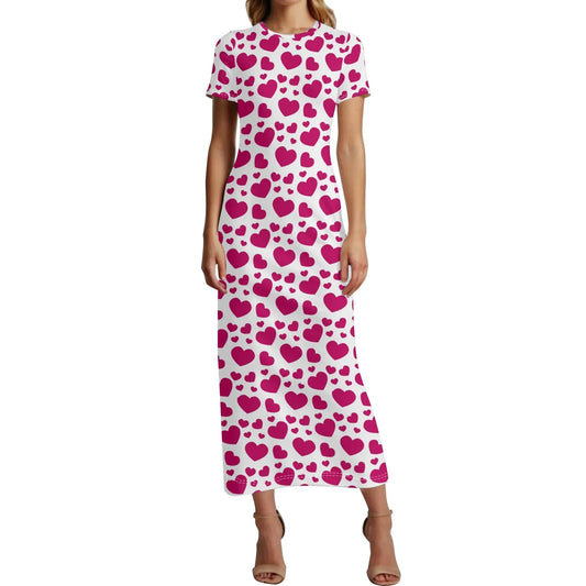 pink-hearts-short-sleeve-long-dress-long-dress-jlr-design-46621 - JLR Design