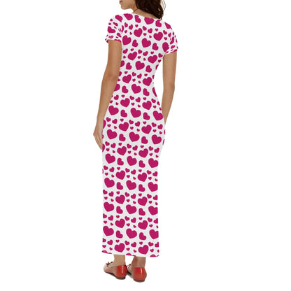 pink-hearts-short-sleeve-long-dress-long-dress-jlr-design-43233 - JLR Design