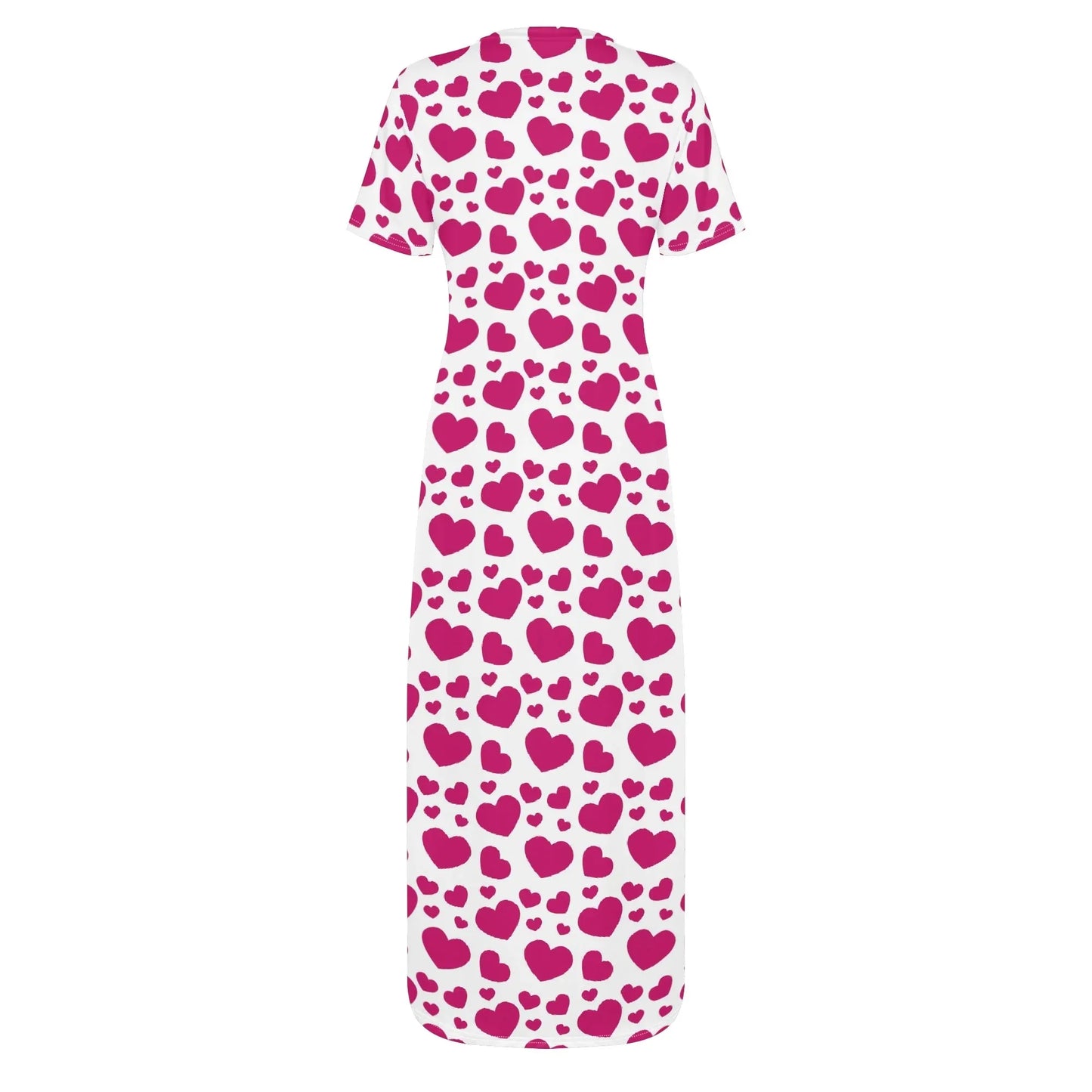 pink-hearts-short-sleeve-long-dress-long-dress-jlr-design-95415 - JLR Design