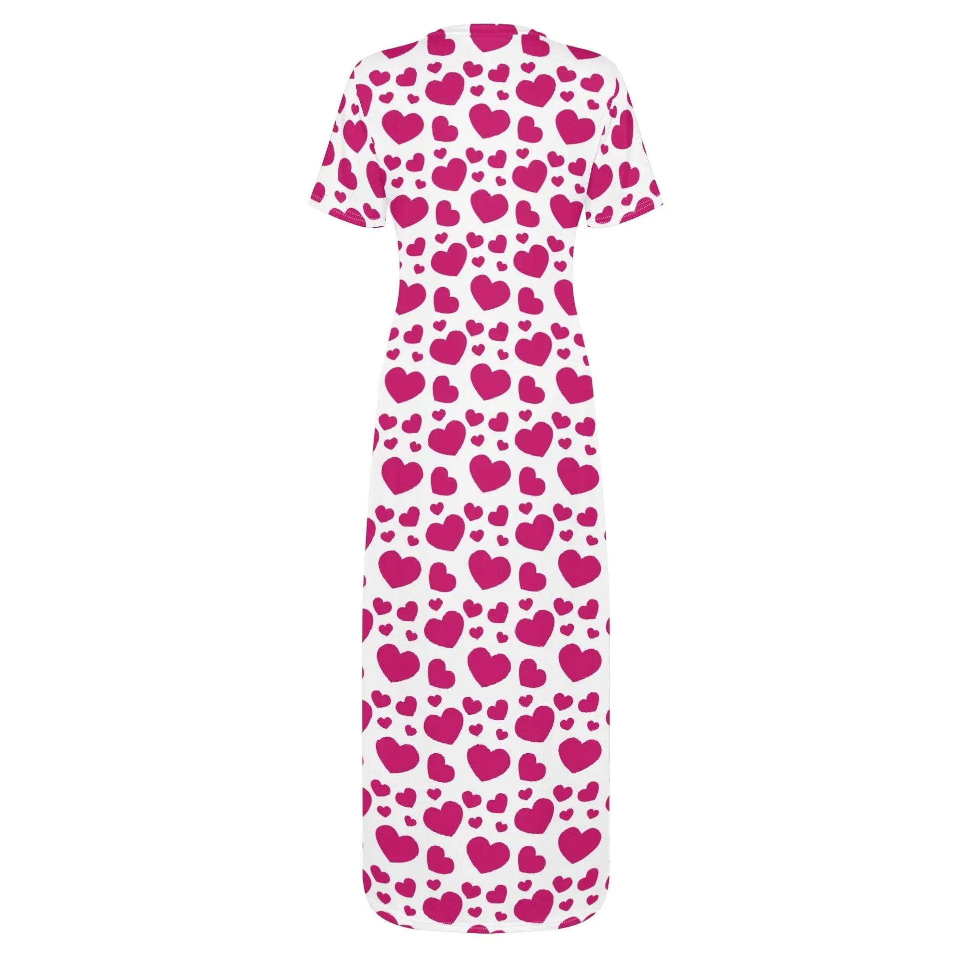 pink-hearts-short-sleeve-long-dress-long-dress-jlr-design-95415 - JLR Design