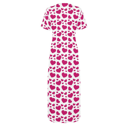 pink-hearts-short-sleeve-long-dress-long-dress-jlr-design-95415 - JLR Design