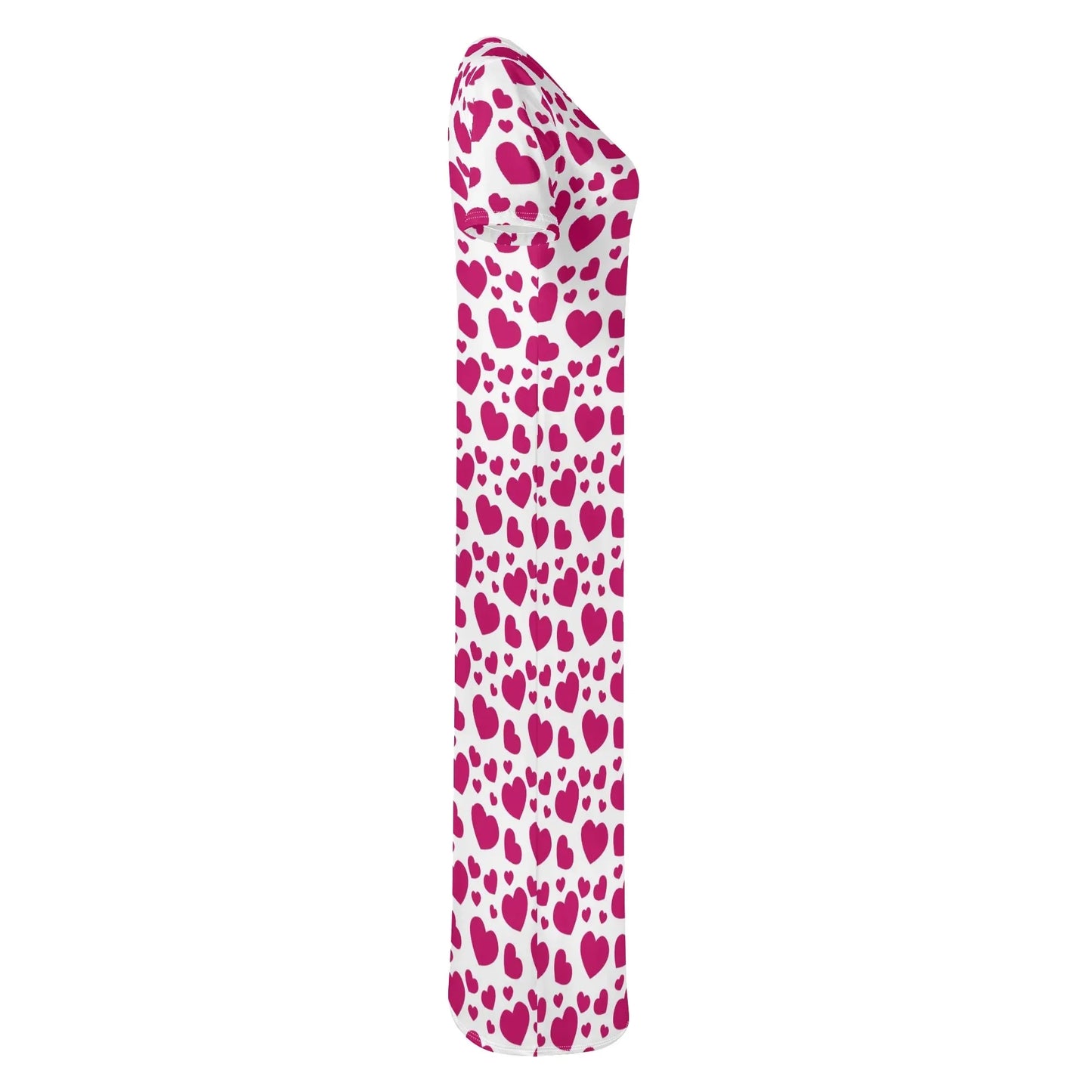 pink-hearts-short-sleeve-long-dress-long-dress-jlr-design-47589 - JLR Design