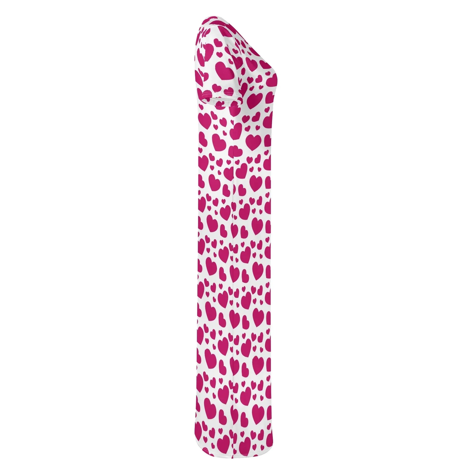 pink-hearts-short-sleeve-long-dress-long-dress-jlr-design-47589 - JLR Design
