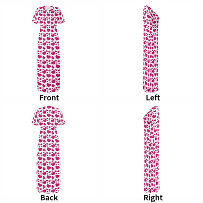pink-hearts-short-sleeve-long-dress-long-dress-jlr-design-18797 - JLR Design