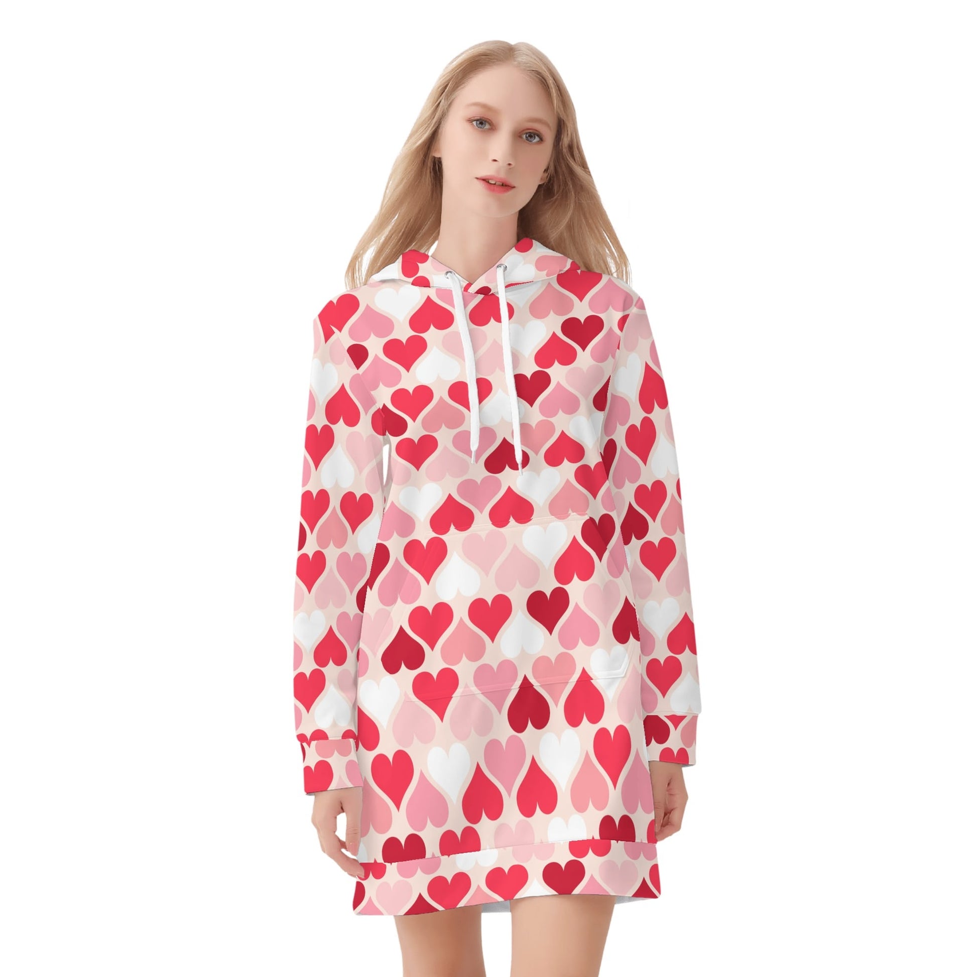 Pink Hearts Velvet Hoodie Dress Hoodiekleid JLR Design