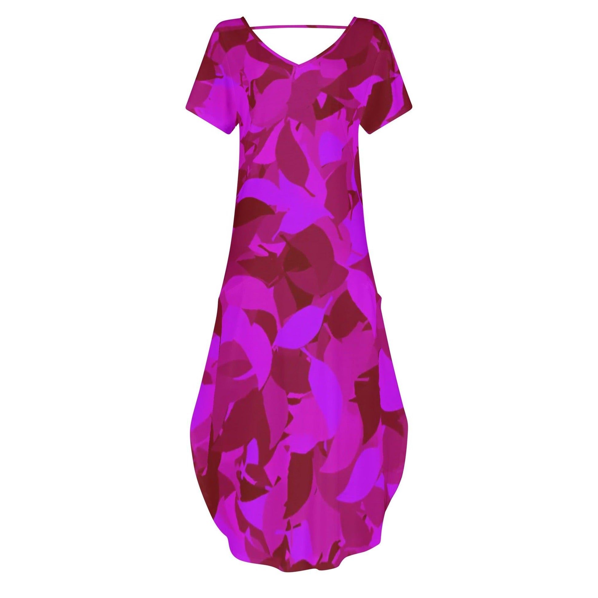 Pink Leaf kurzärmliges drapiertes Kleid drapiertes Kleid 63.99 drapiert, kleid, kurzärmlig, Leaf, Pink JLR Design