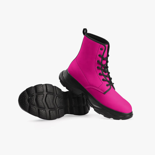 Pink Leather Chunky Boots Boots JLR Design