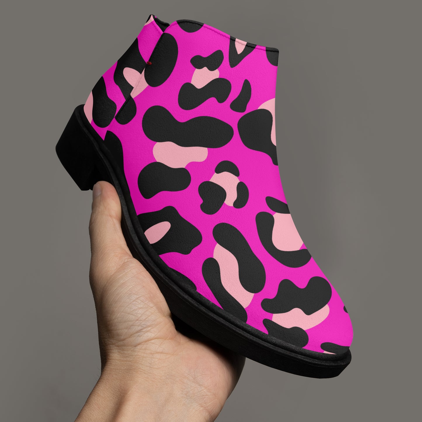 Pink Leopard elegante Reißverschluss-Stiefeletten Stiefeletten JLR Design