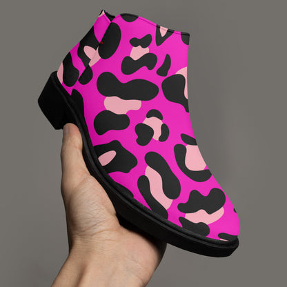 Pink Leopard elegante Reißverschluss-Stiefeletten Stiefeletten JLR Design