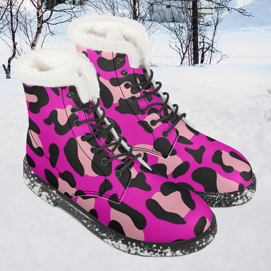 Pink Leopard Faux Fur Leder Boots Boots JLR Design