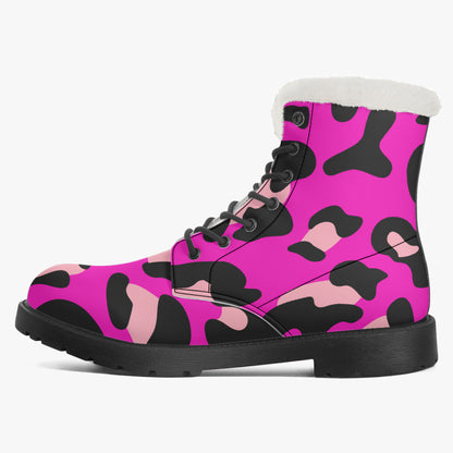 Pink Leopard Faux Fur Leder Boots Boots JLR Design