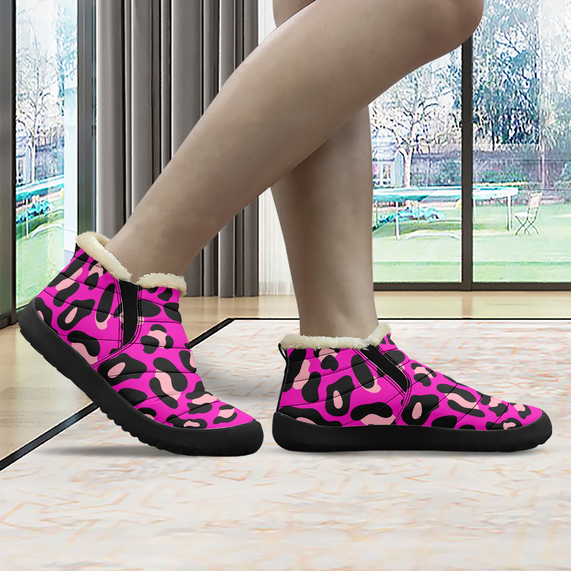 Pink Leopard Faux Fur Slipper Slipper JLR Design