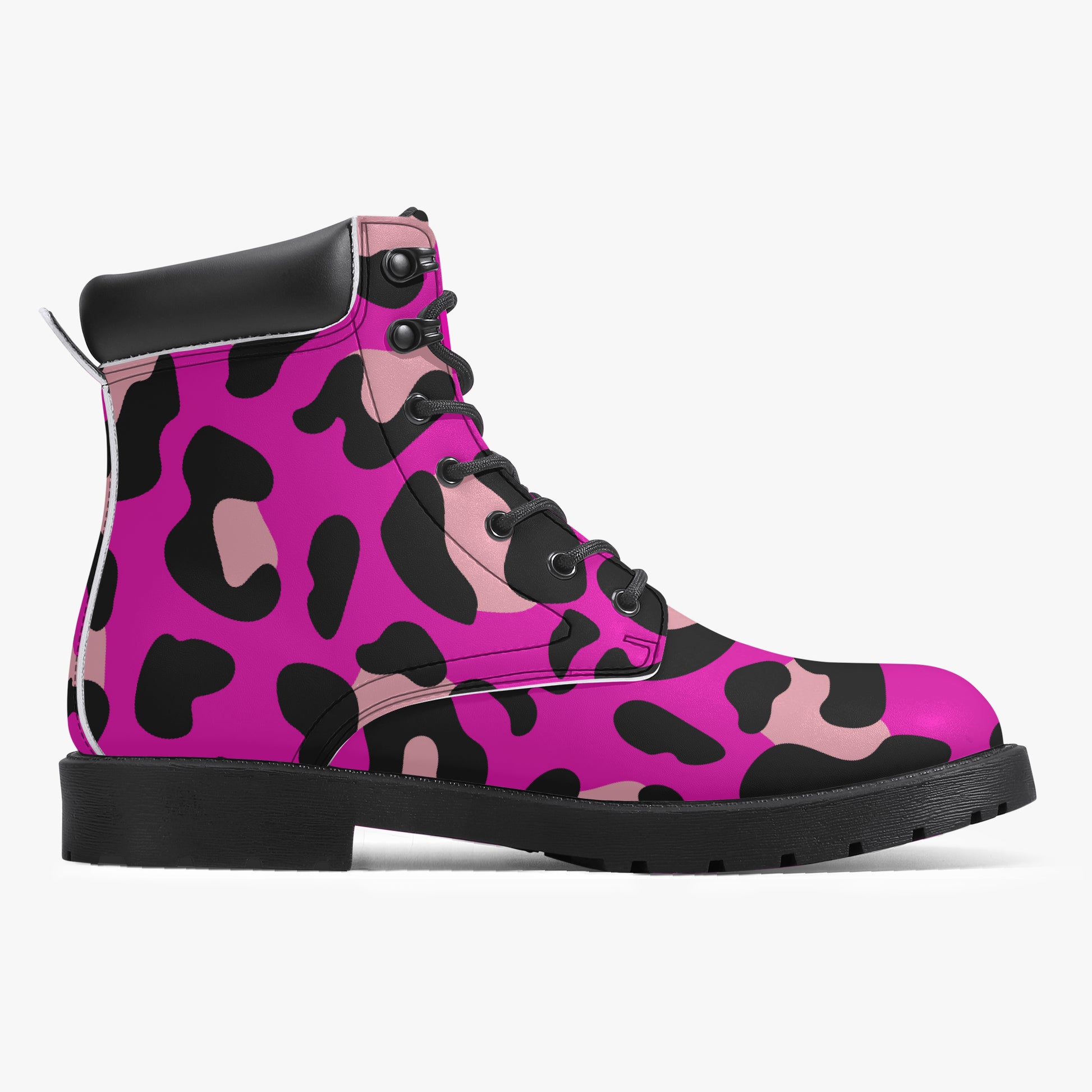 Pink Leopard Leder Boots | Stylische und Warme Winterstiefel Boots JLR Design