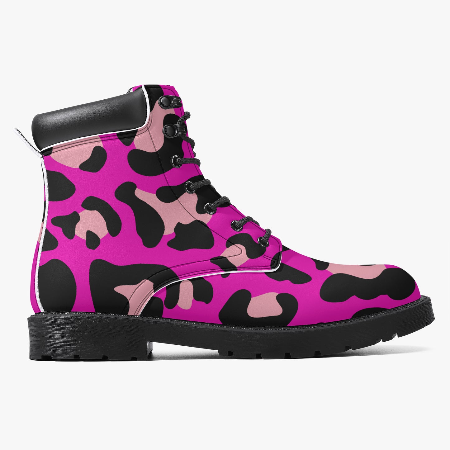 Pink Leopard Leder Boots | Stylische und Warme Winterstiefel Boots JLR Design