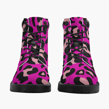 Pink Leopard Leder Boots | Stylische und Warme Winterstiefel Boots JLR Design