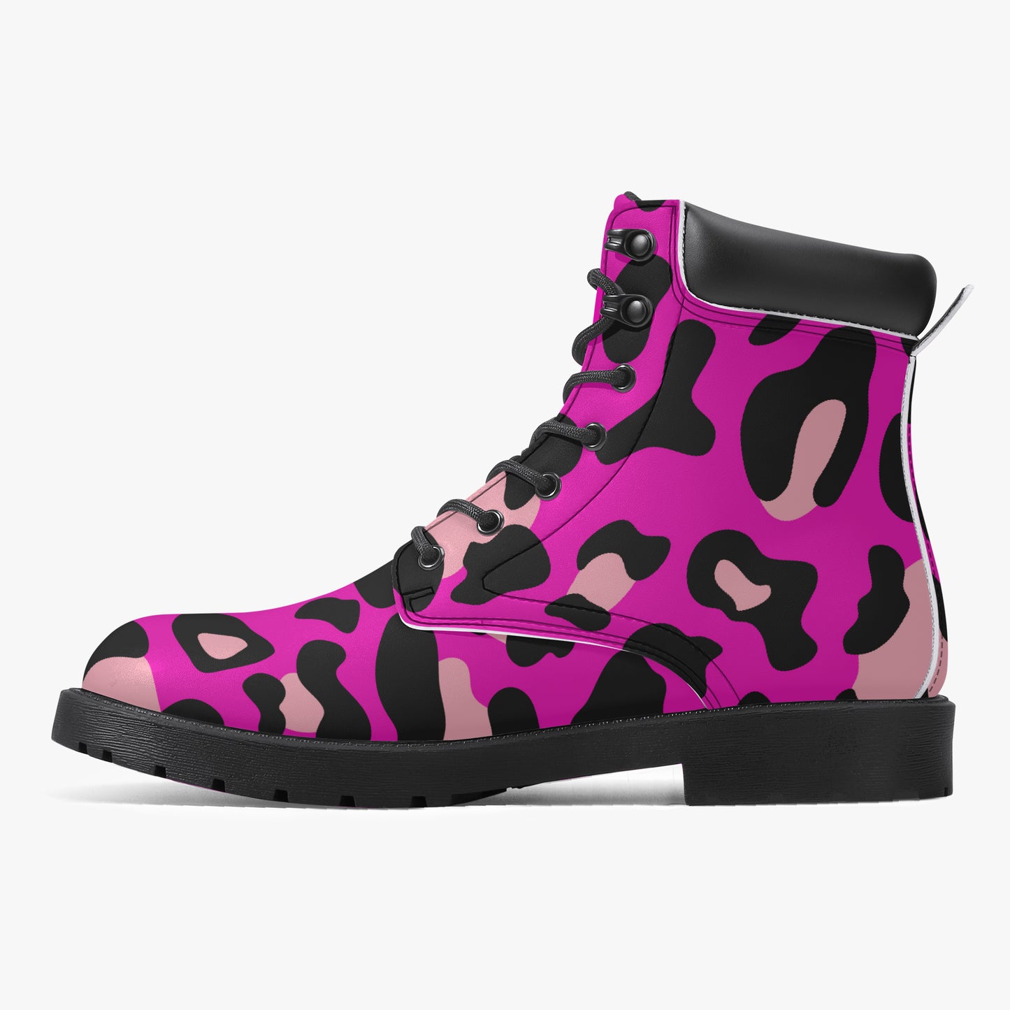 Pink Leopard Leder Boots | Stylische und Warme Winterstiefel Boots JLR Design