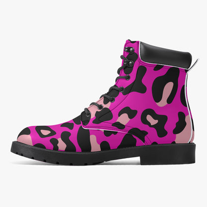 Pink Leopard Leder Boots | Stylische und Warme Winterstiefel Boots JLR Design