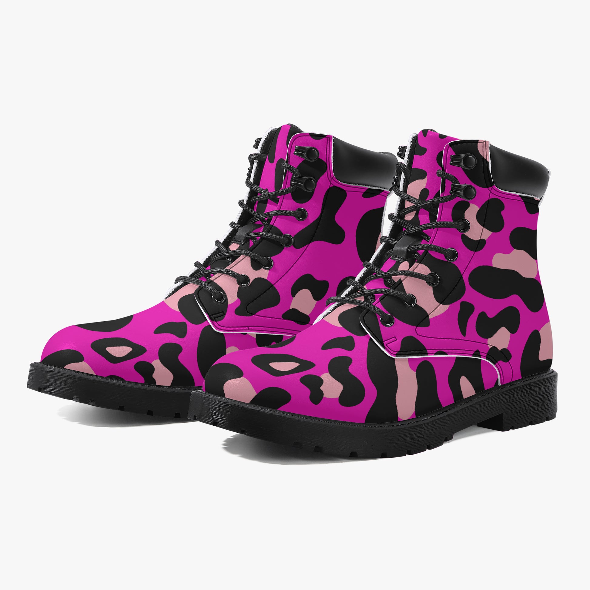 Pink Leopard Leder Boots | Stylische und Warme Winterstiefel Boots JLR Design