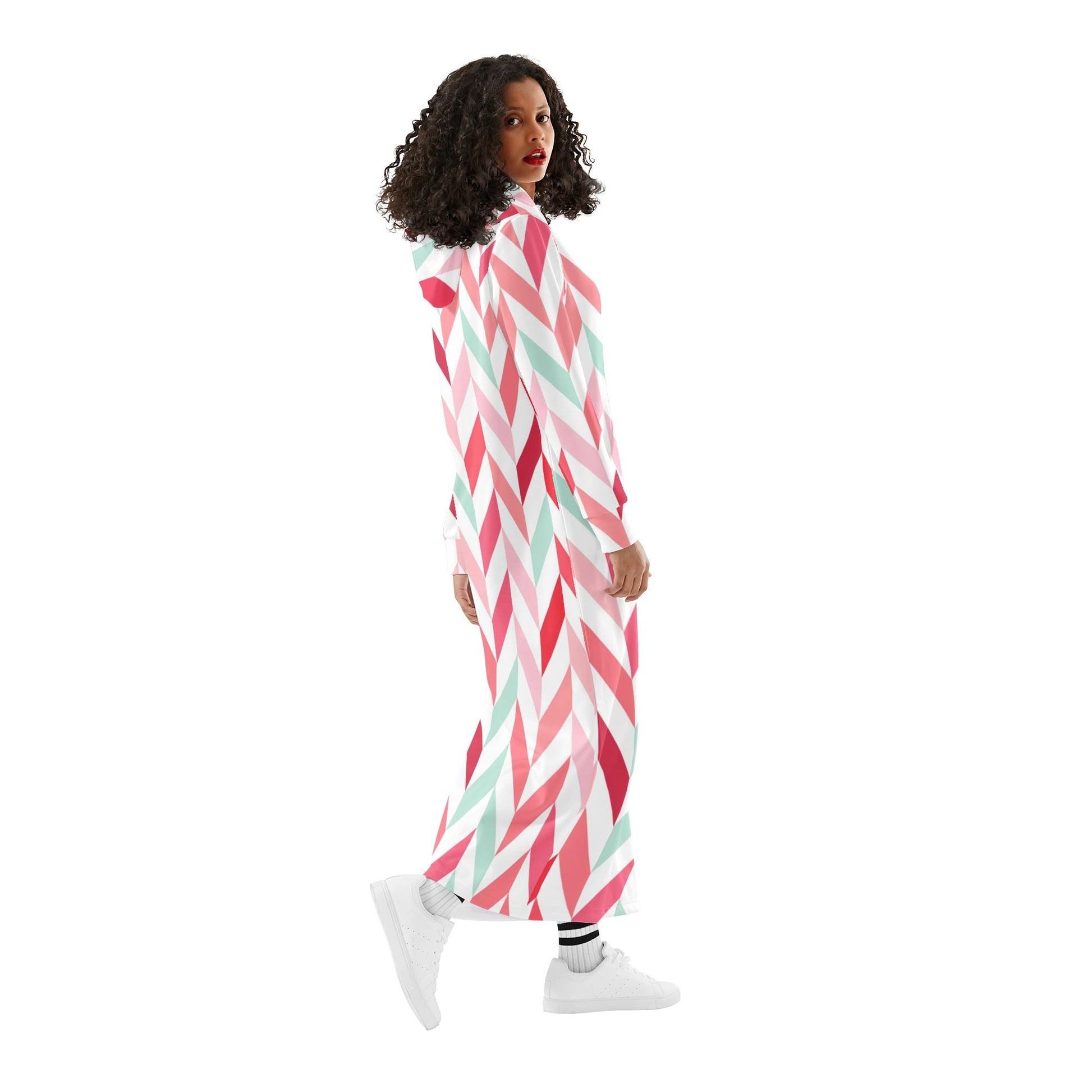Pink Lines bequemes leichtes Hoodie Kleid Hoodiekleid JLR Design