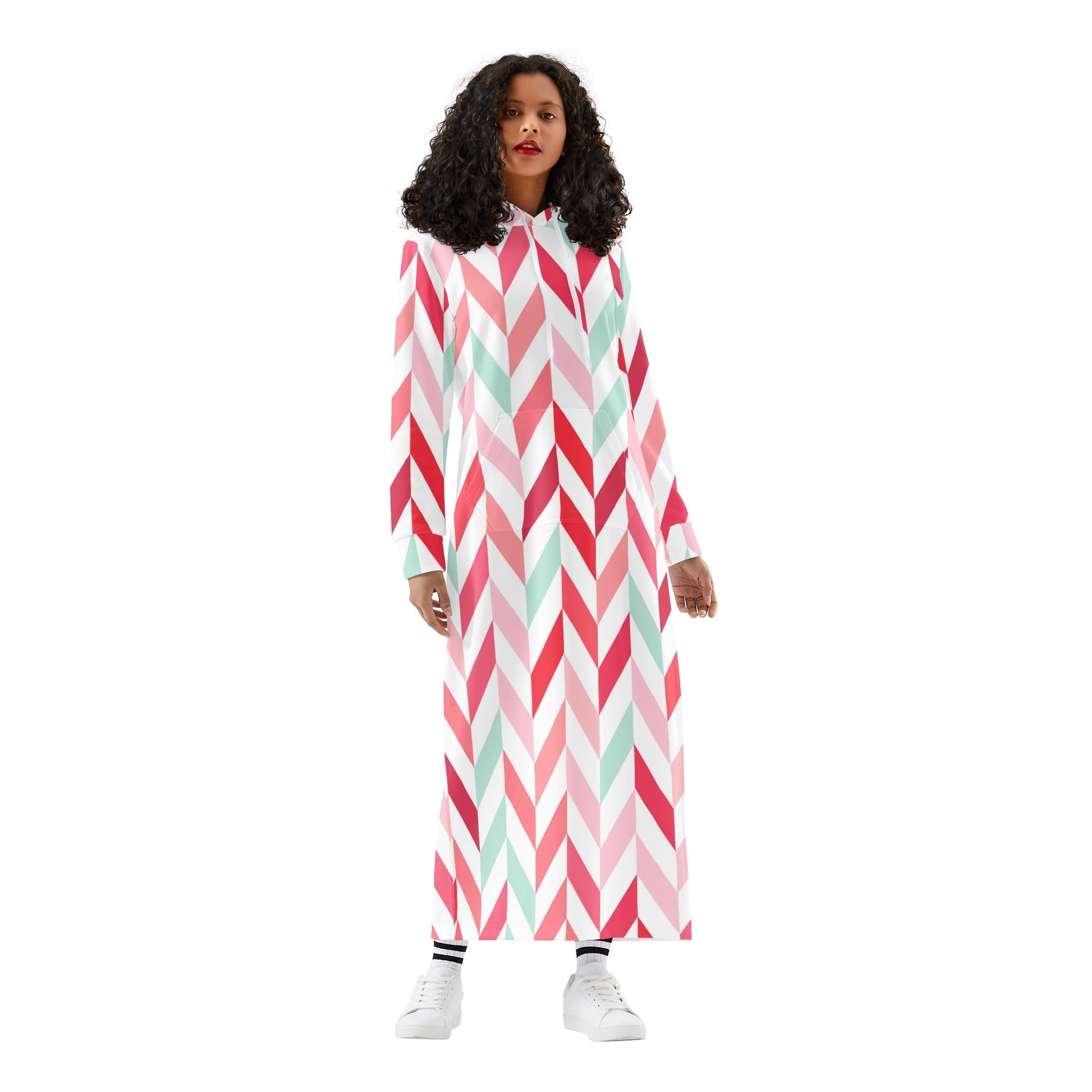 Pink Lines bequemes leichtes Hoodie Kleid Hoodiekleid JLR Design