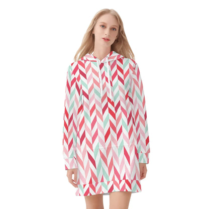 pink-lines-velvet-hoodie-dress-hoodiekleid-jlr-design-94202 - JLR Design