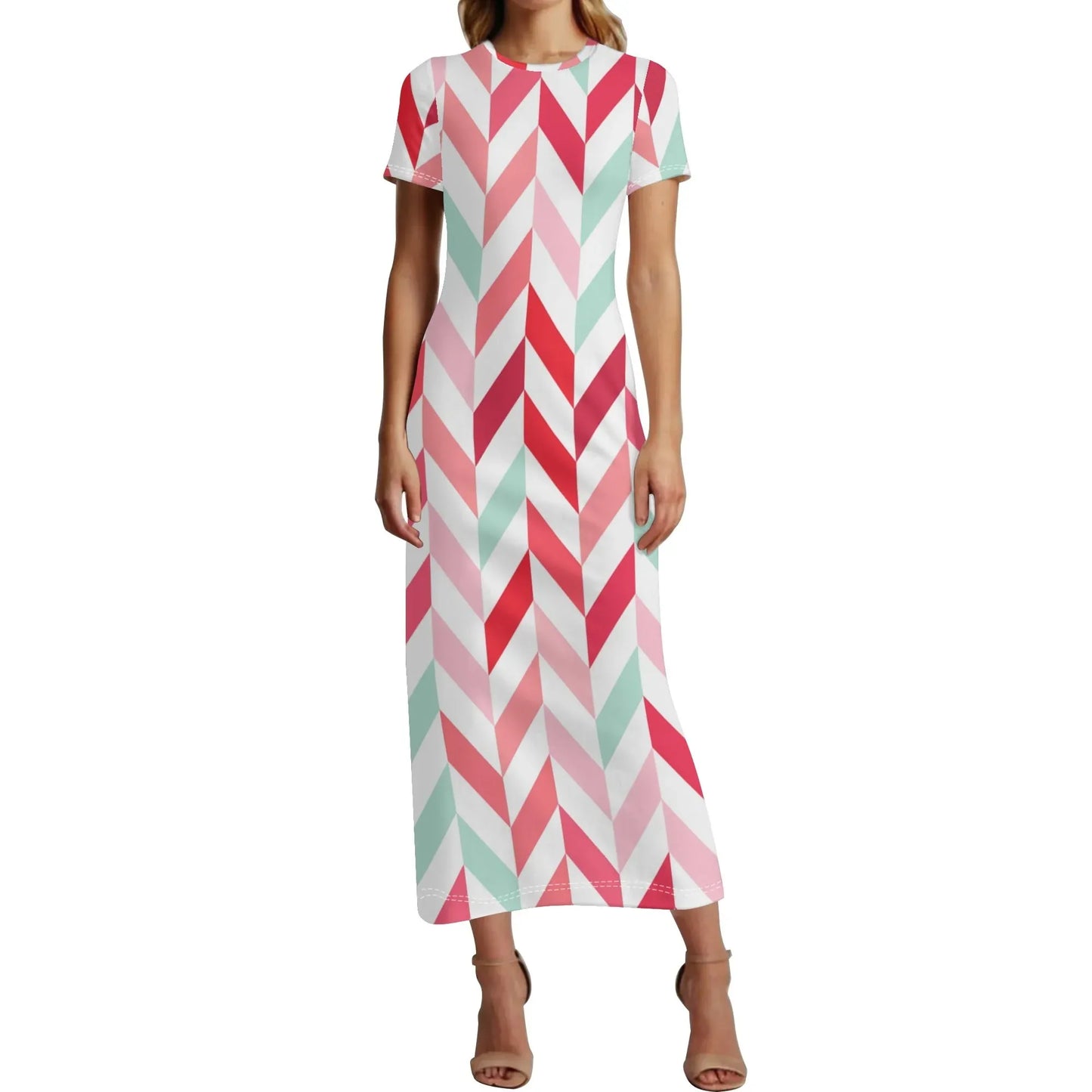 pink-lines-short-sleeve-long-dress-long-dress-jlr-design-20176 - JLR Design