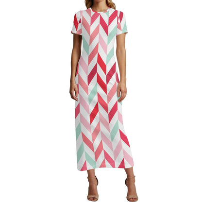 pink-lines-short-sleeve-long-dress-long-dress-jlr-design-20176 - JLR Design