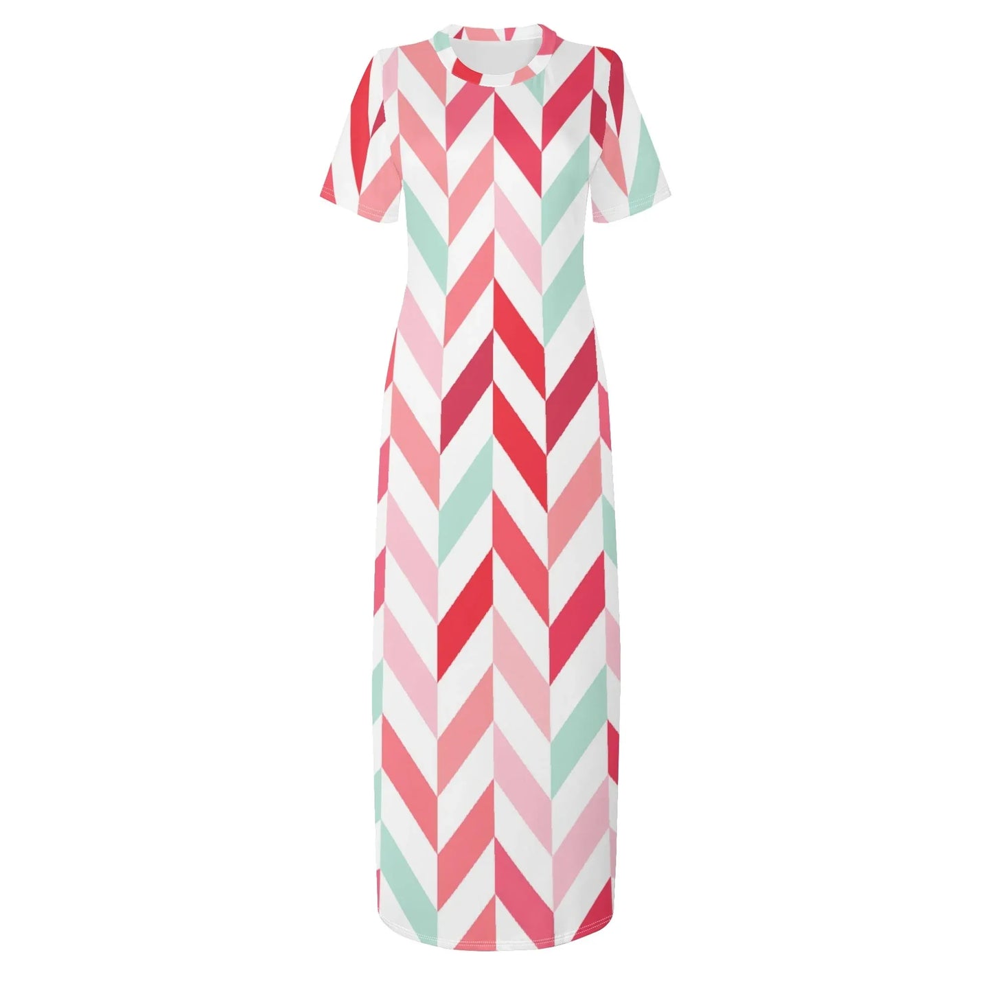 pink-lines-short-sleeve-long-dress-long-dress-jlr-design-74470 - JLR Design
