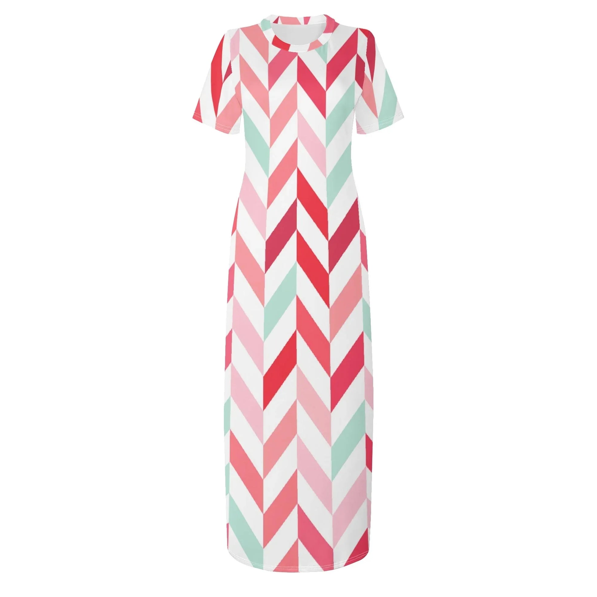 pink-lines-short-sleeve-long-dress-long-dress-jlr-design-74470 - JLR Design