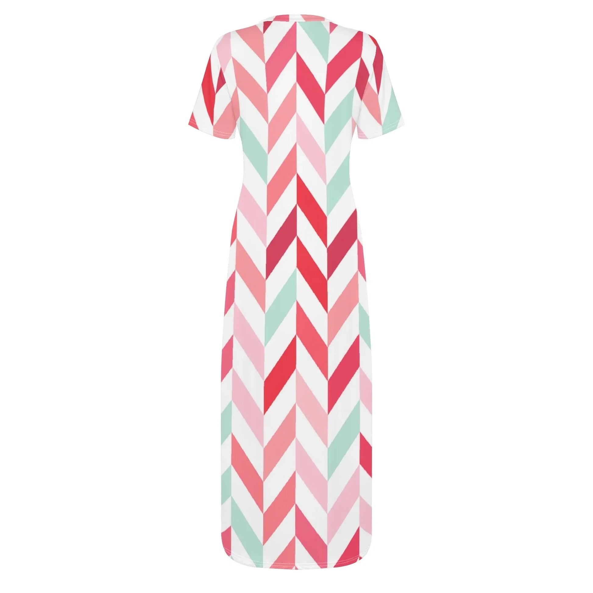 pink-lines-short-sleeve-long-dress-long-dress-jlr-design-17682 - JLR Design