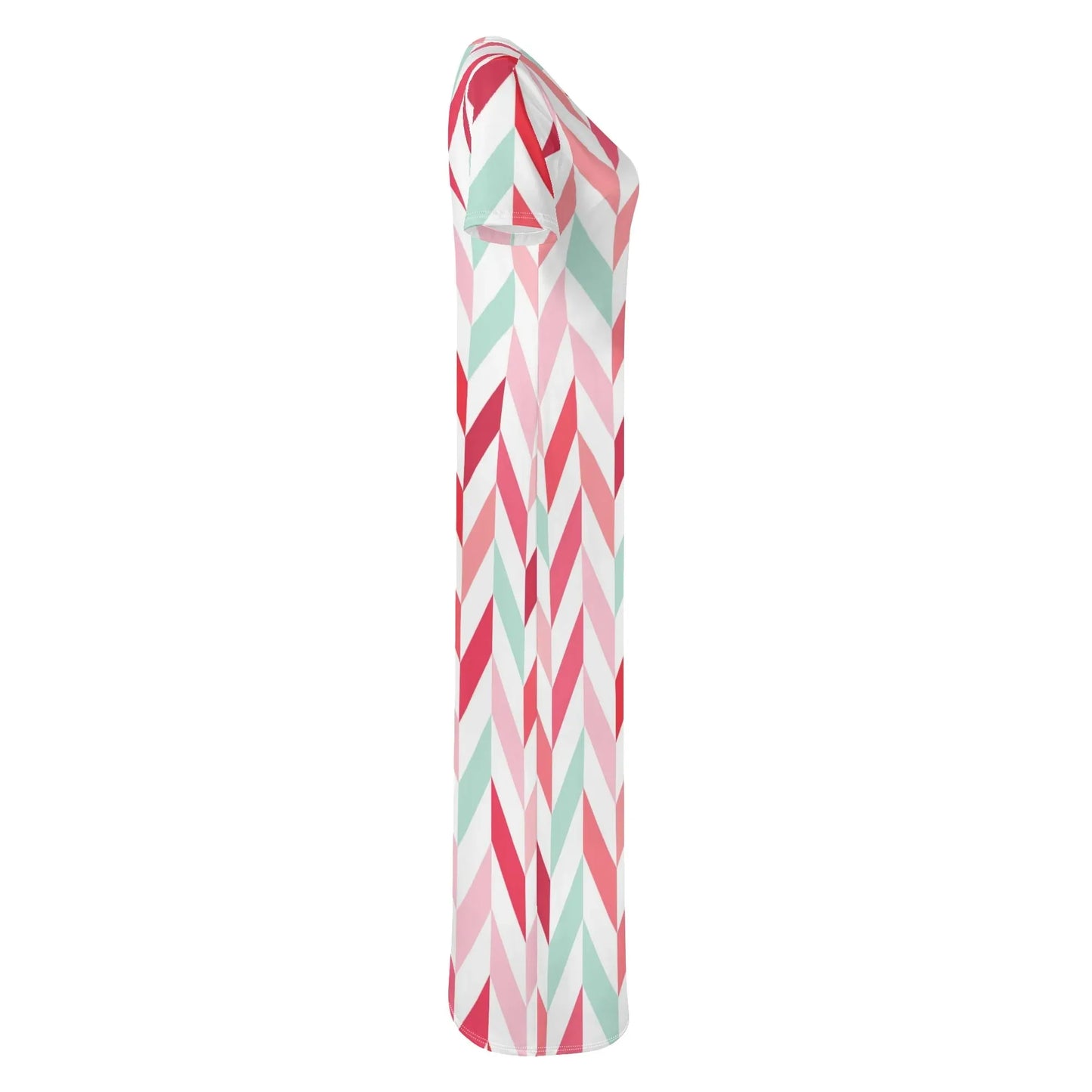 pink-lines-short-sleeve-long-dress-long-dress-jlr-design-55462 - JLR Design
