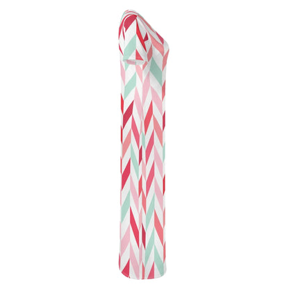 pink-lines-short-sleeve-long-dress-long-dress-jlr-design-55462 - JLR Design