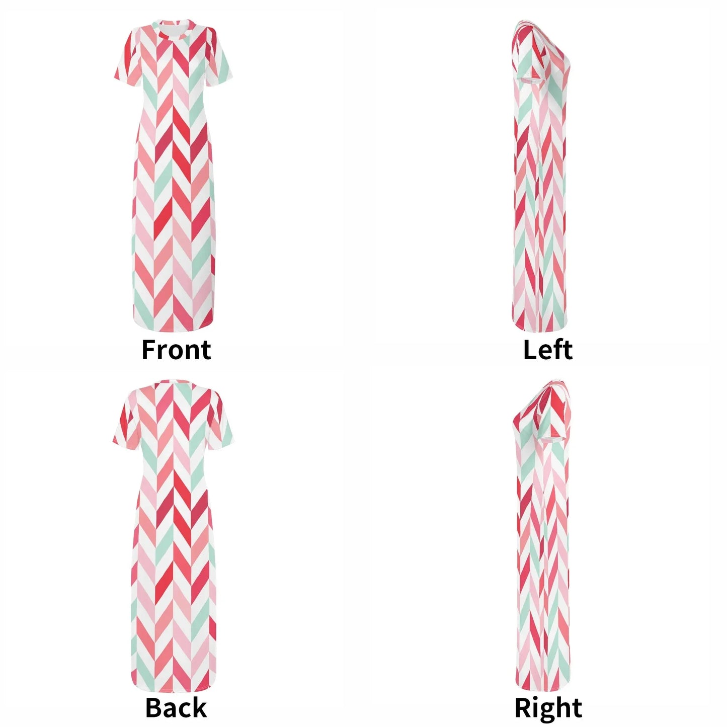pink-lines-short-sleeve-long-dress-long-dress-jlr-design-76711 - JLR Design