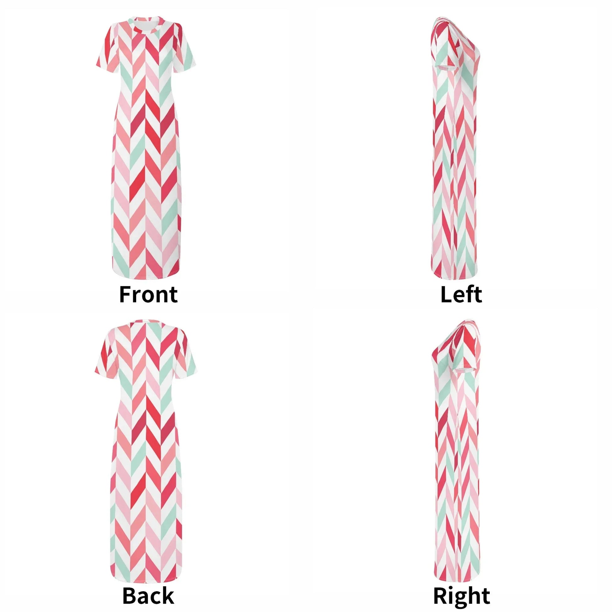 pink-lines-short-sleeve-long-dress-long-dress-jlr-design-76711 - JLR Design