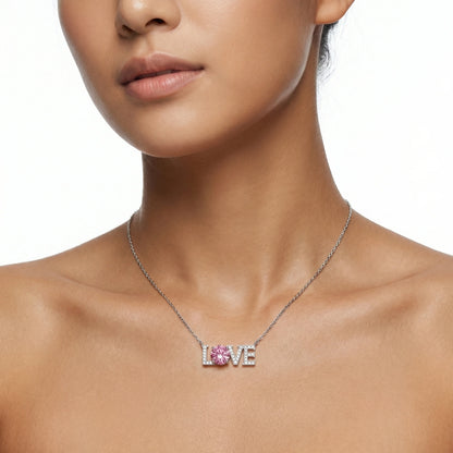 Pink Love Moissanite Necklace – Exklusive Halskette aus 925 Sterling Silber
