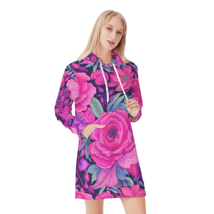 pink-rose-velvet-hoodie-dress-hoodiekleid-jlr-design-31557 - JLR Design