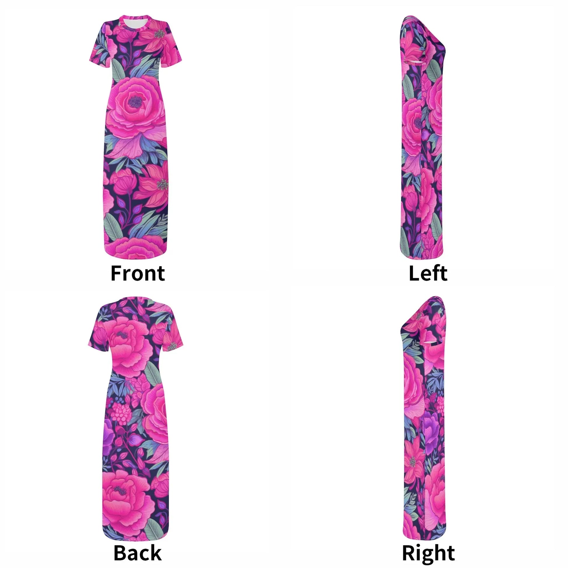 pink-rose-short-sleeve-long-dress-long-dress-jlr-design-74374 - JLR Design