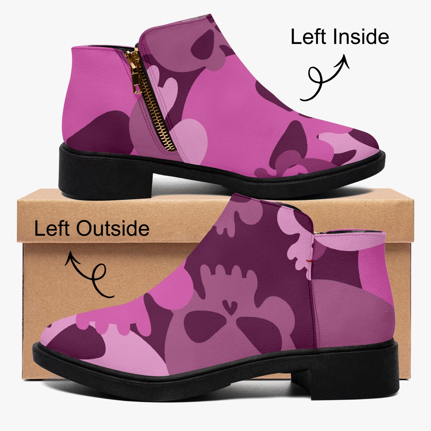Pink Skull elegante Reißverschluss-Stiefeletten Stiefeletten JLR Design