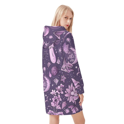 pink-skull-v2-velvet-hoodie-dress-hoodiekleid-jlr-design-21028 - JLR Design