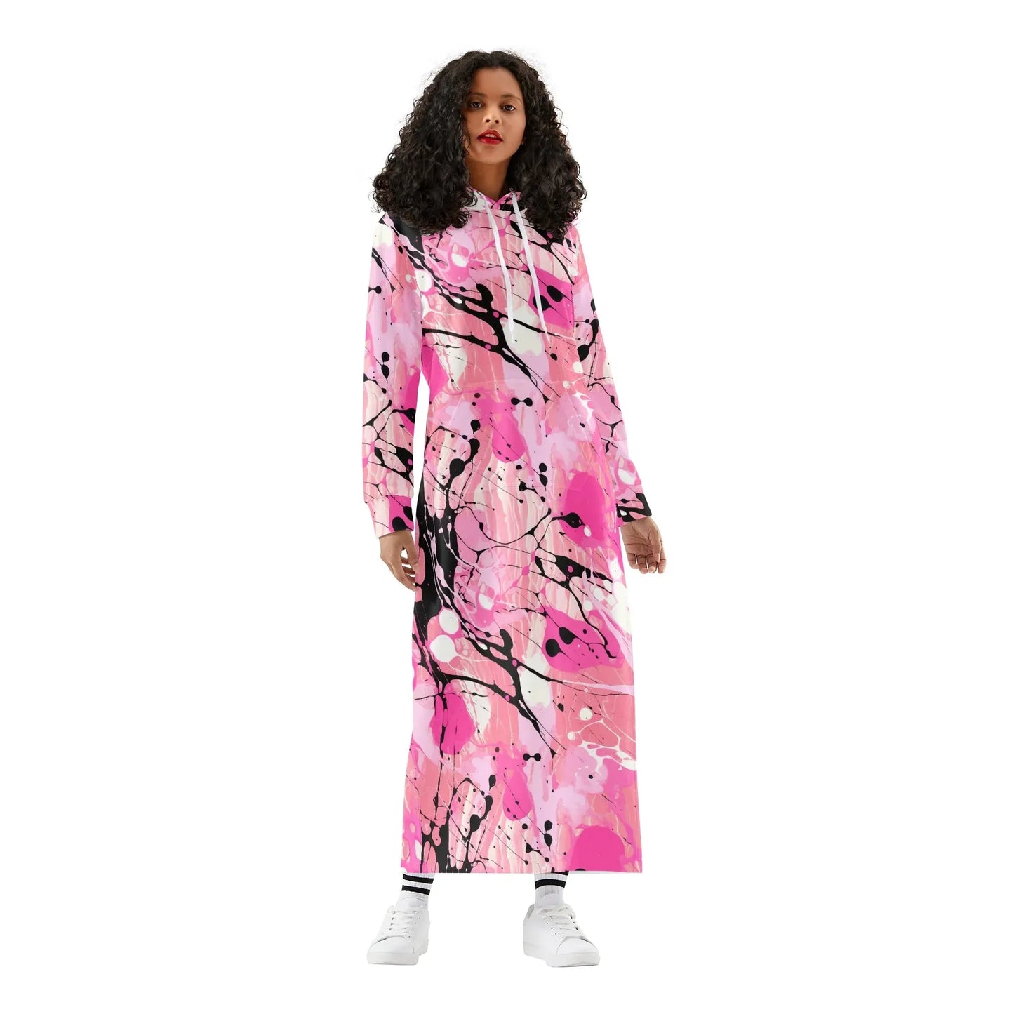 pink-splash-bequemes-leichtes-hoodie-kleid-hoodiekleid-jlr-design-30608 - JLR Design