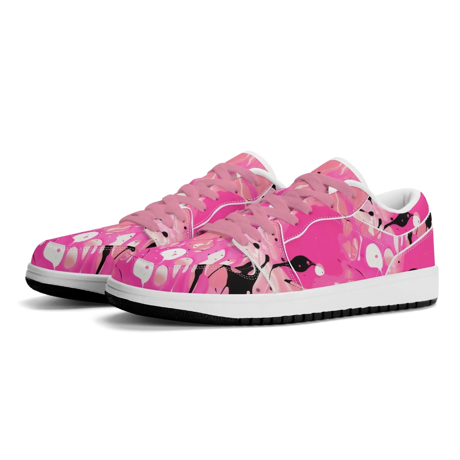 pink-splash-low-top-leder-sneaker-fur-damen-sneaker-jlr-design-66558 - JLR Design