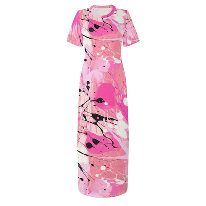 pink-splash-short-sleeve-long-dress-long-dress-jlr-design-98843 - JLR Design
