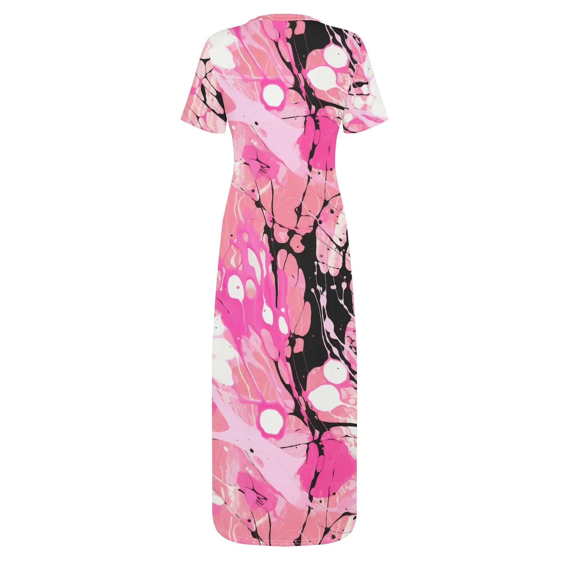 pink-splash-short-sleeve-long-dress-long-dress-jlr-design-13576 - JLR Design