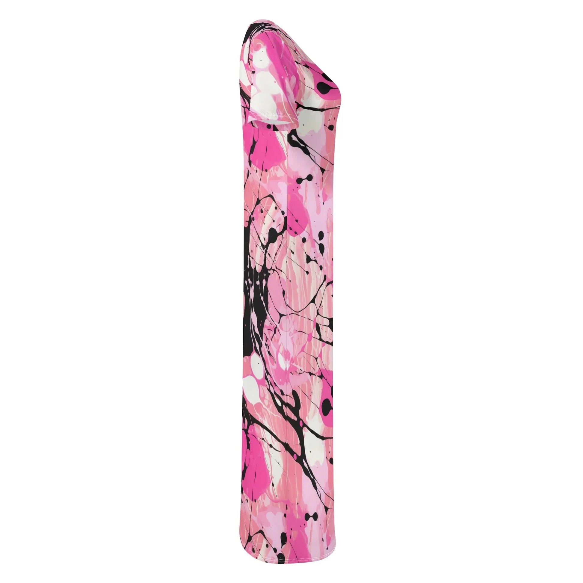 pink-splash-short-sleeve-long-dress-long-dress-jlr-design-26035 - JLR Design