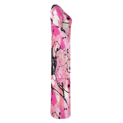 pink-splash-short-sleeve-long-dress-long-dress-jlr-design-26035 - JLR Design