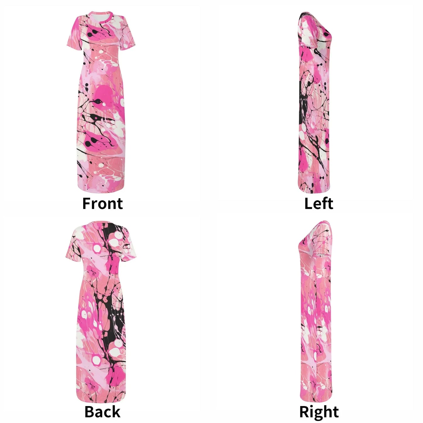 pink-splash-short-sleeve-long-dress-long-dress-jlr-design-80785 - JLR Design